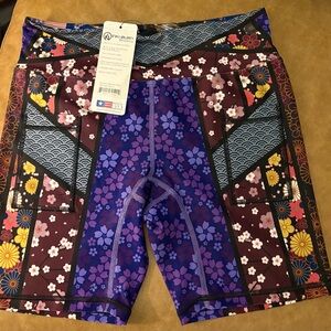 INKnBURN Women's Athletic Shorts - Purple and Blue Floral